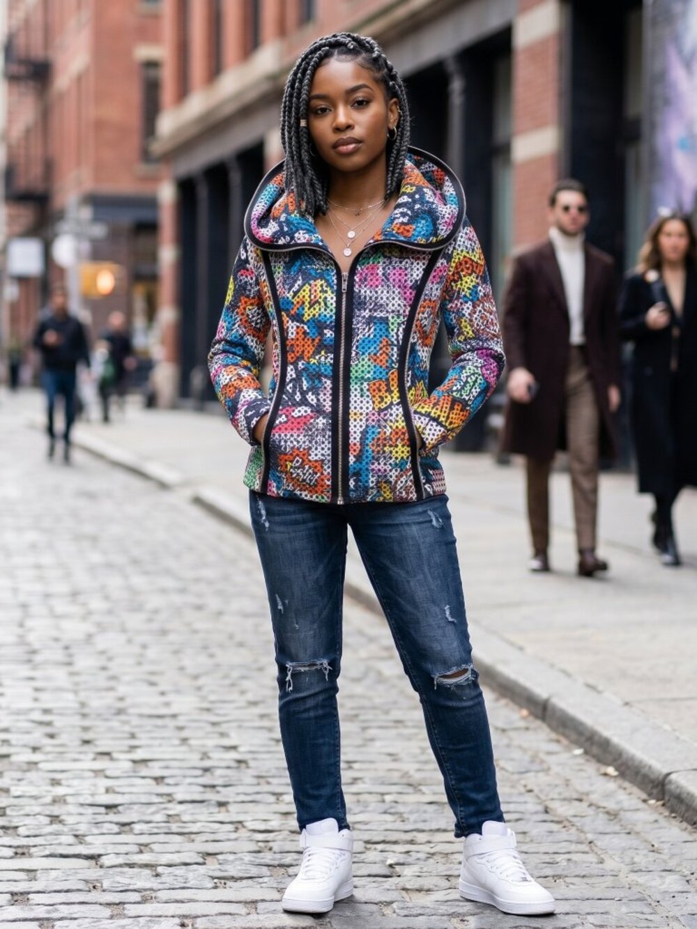 SOHUNG handmade, New York Colorful perforated Hooded Jacket